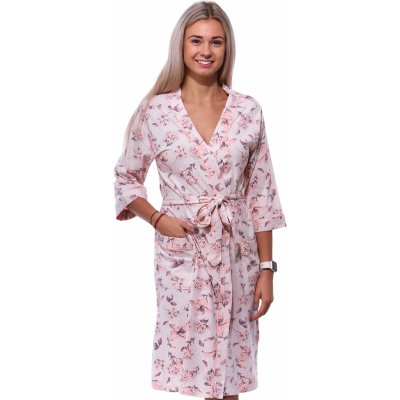 Květinový lehký župan do porodnice na kojení 1G0602 růžová – Zbozi.Blesk.cz