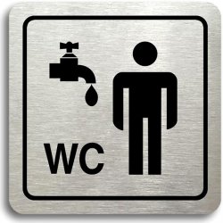 Accept Piktogram "umývárna, WC muži" (80 × 80 mm) (stříbrná tabulka - černý tisk)