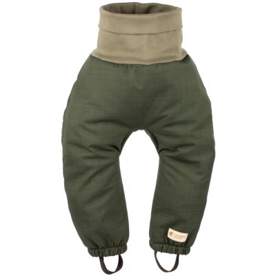 Monkey Mum Dětské rostoucí zimní softshellové kalhoty s beránkem Khaki mysliveček Slim – Sleviste.cz