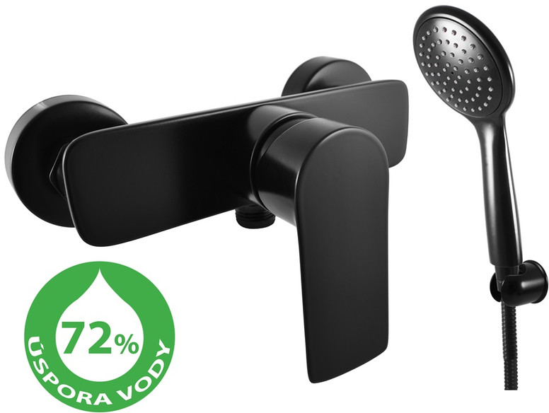 RAV Slezák Spořící vodovodní baterie sprchová VTE481.5/1CMAT Vltava Eco, barva černá matná, rozměr 150 mm
