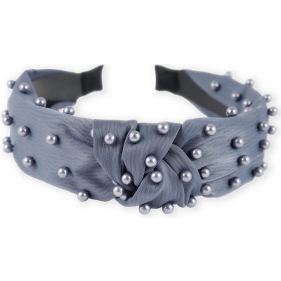 Čelenka do vlasů zdobená perličkami modro-šedá – Sleviste.cz