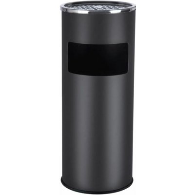 Songmics Kovový odpadkový koš s popelníkem 30 l, černý, nerez – Hledejceny.cz