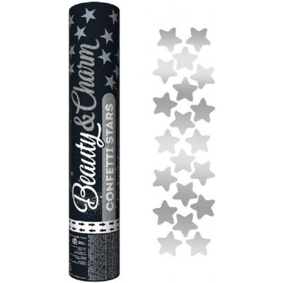 Vystřelovací konfety stříbrné hvězdy 28cm – Hledejceny.cz