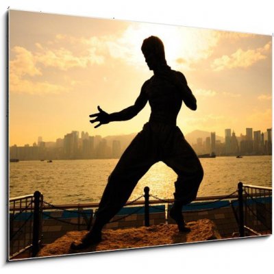 Skleněný obraz 1D - 100 x 70 cm - Bruce lee in Hong kong – Hledejceny.cz