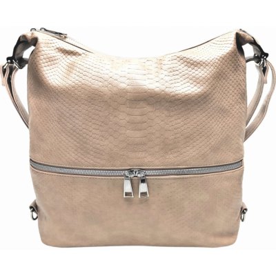 Moderní světle hnědý kabelko-batoh z eko kůže