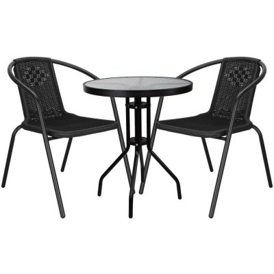 Zahradní set ratanového nábytku SPRINGOS BISTRO 2 černý – Hledejceny.cz