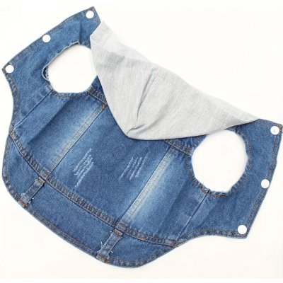 Propínací Džínová Mikina / Vesta pro psy Bavlna Denim Vest with Hood for Dog – Zboží Mobilmania