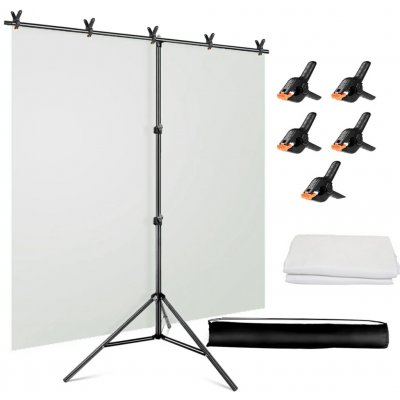FILM-TECHNIKA Bílé projekční plátno z dacronu + T-stativ + 5 svorek T Background Kit – Zboží Živě