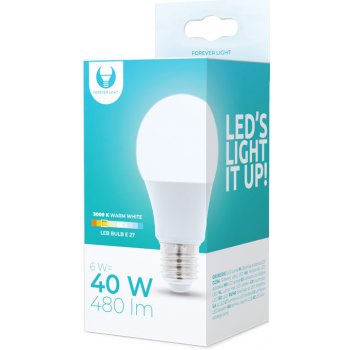 TelForceOne LED žárovka E27 A60 6W 230V 3000K 480lm Forever