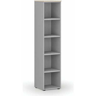 Primo Kancelářský regál GRAY, 1781 x 400 x 420 mm, šedá/bříza – Zboží Mobilmania