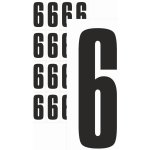 Čísla samolepící 6 černá samolepící vinylová fólie 75 mm písmo - aršík 4 ks – Zboží Dáma