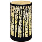 Svítící skleněný válec se stromy – černý, 15 x 9 cm, teplá bílá, 10 LED, časovač Anděl Přerov – Hledejceny.cz