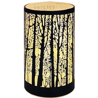 Svítící skleněný válec se stromy – černý, 15 x 9 cm, teplá bílá, 10 LED, časovač Anděl Přerov – Hledejceny.cz