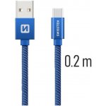 Swissten 71521108 USB 2.0 typ A na C, USB 2.0, zástrčka A - zástrčka C, opletený, 0,2m, modrý – Hledejceny.cz