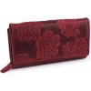 Peněženka Dámská peněženka kožená s květy 10x19 cm 12 červená