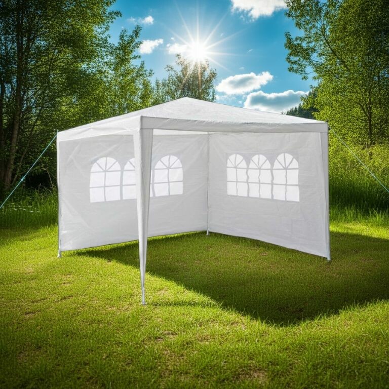 Garthen 590 Zahradní párty stan bílý 3 x 3 m + 2 boční stěny