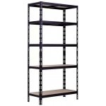 GERMAN Kovový regál / 40 x 90 x 180 cm / nosnost 175 kg/police / 5 pater / dřevo / černá – Zboží Dáma