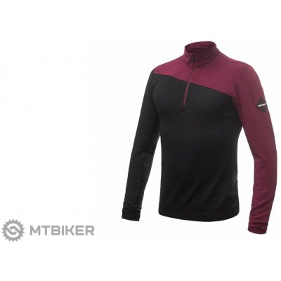 Sensor Merino Extreme krátký zip černá/port red – Zboží Dáma