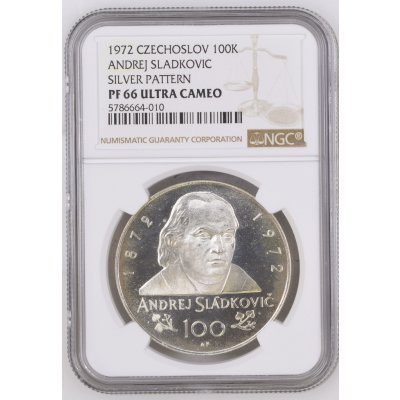 Mincovna Kremnica Československo stříbrná medaile Andrej Sládkovič 1972 PF 66 Ultra Cameo 25 g – Zboží Dáma