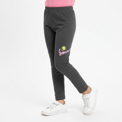 Kugo dívčí bavlněné legíny pružné Smajlík Šedá – Zboží Dáma