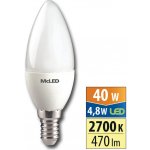 MCLED žárovka LED 4,8W-40 E14 470lm 2700K úhel 180° svíčka ML-323.027.87.0 – Hledejceny.cz