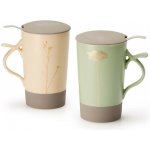 Oxalis Nava béžový porcelánový hrnek s nerez sítkem a pokličkou 400 ml – Zboží Dáma