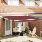 vidaXL Automatická zatahovací markýza burgundská 400 x 300 cm – Zboží Mobilmania