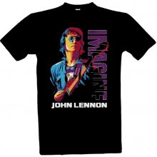 Tričko s potiskem John Lennon Imagine pánské Černá