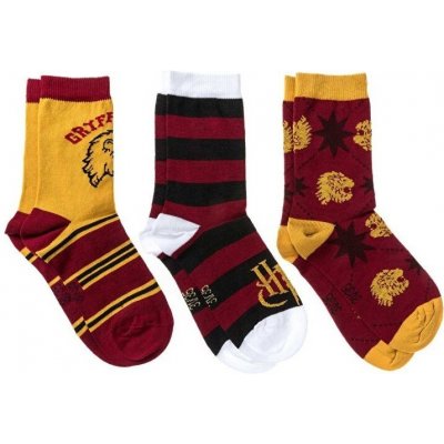 SunCity ponožky dětské klasické 3 ks Nebelvír Harry Potter červené/žluté – Hledejceny.cz