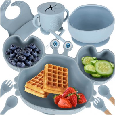 KIK Silikonové dětské nádobí baby crab sada modrá 9 ks – Zboží Dáma