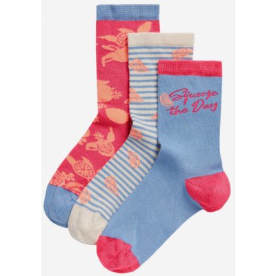 Marks & Spencer Sada tří párů dámských vzorovaných ponožek v modré a červené