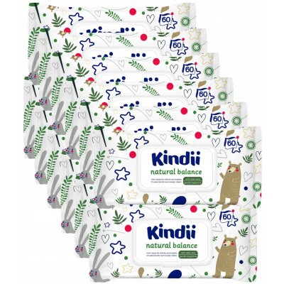 Kindii Vlhčené ubrousky Natural Balance 12 x 60 ks – Hledejceny.cz