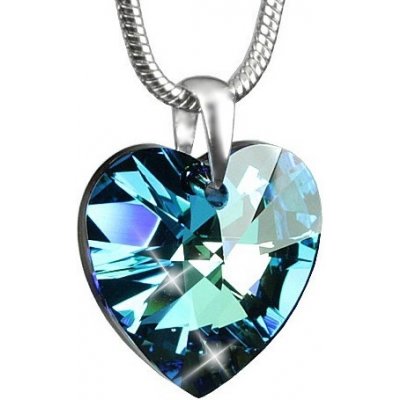 SILVEGO Stříbrný přívěsek Srdce Bermuda Blue vyrobený se Swarovski Elements LSW113P – Sleviste.cz