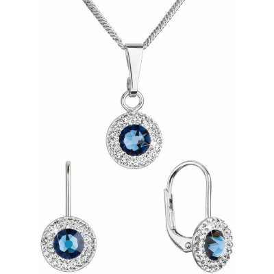 Evolution Group Sada šperků s krystaly Swarovski náušnice a přívěsek tmavě modré kulaté 39109.3 montana