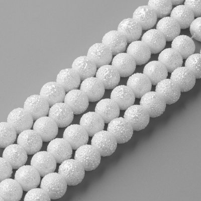 Skleněné korálky - bílé - hrubé - ∅ 8 mm - 10 ks – Zboží Mobilmania