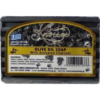 Knossos Přírodní černé olivové mýdlo aktivní uhlí 100 g – Sleviste.cz