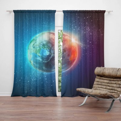 Sablio Závěs Země ve vesmíru: 2ks 140x250cm – Hledejceny.cz