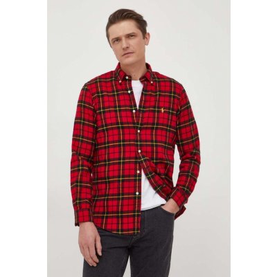 Polo Ralph Lauren bavlněná košile regular s límečkem button-down 710926921 červená – Zbozi.Blesk.cz