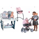 Smoby Baby Care Center set zdravotnický pult pro lékaře s kočárkem trojkombinací a jídelní židle s houpačkou a autosedačkou Maxi Cosi – Zboží Mobilmania