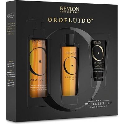 Revlon Professional Orofluido The Wellness Set : olej na vlasy Orofluido Elixir 100 ml + šampon Orofluido Shampoo 240 ml + tělový krém Orofluido Moisturizing Body Cream 50 ml – Zbozi.Blesk.cz