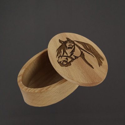 AMADEA Dřevěná krabička oválná kůň 10 cm masivní dřevo – Zboží Mobilmania