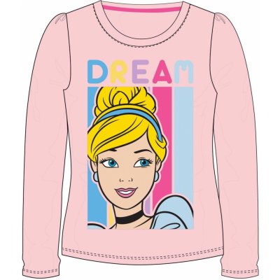 EPlus dívčí tričko s dlouhým rukávem Popelka Disney růžové