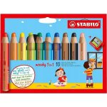 STABILO Barevná pastelka "Woody" 3v1 pastelka vodovka voskovka 10ks Pouzdro – Zboží Dáma