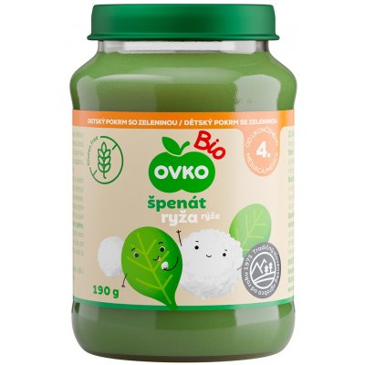 OVKO BIO špenát s rýži 190 g