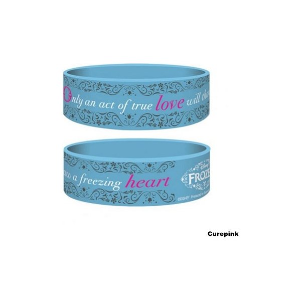 Náramek CurePink náramek silikonový Frozen True Love WRJR67159 modrý