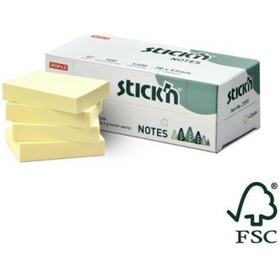 Samolepicí bločky Stick´n by Hopax FSC - 38 x 51 mm / 12 x 100 l / pastel. žlutá – Hledejceny.cz