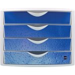 Helit Chameleon plastový box 4 zásuvky bílý / modrý – Zbozi.Blesk.cz