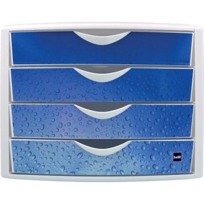 Helit Chameleon plastový box 4 zásuvky bílý / modrý – Zbozi.Blesk.cz