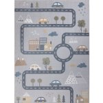 Nej-koberce BONO 726 uličky město světle šedý krémový – Sleviste.cz