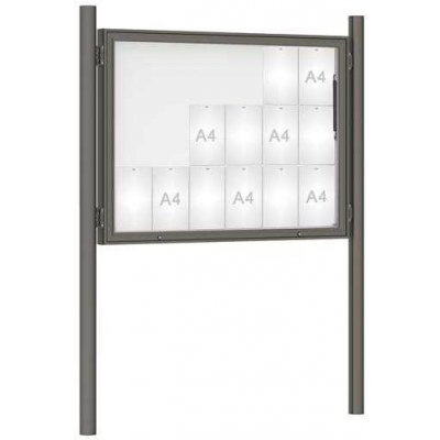 PROCITY Venkovní vitrína model 1000 18 x A4, šedá PRO, včetně sloupků | Zboží Auto